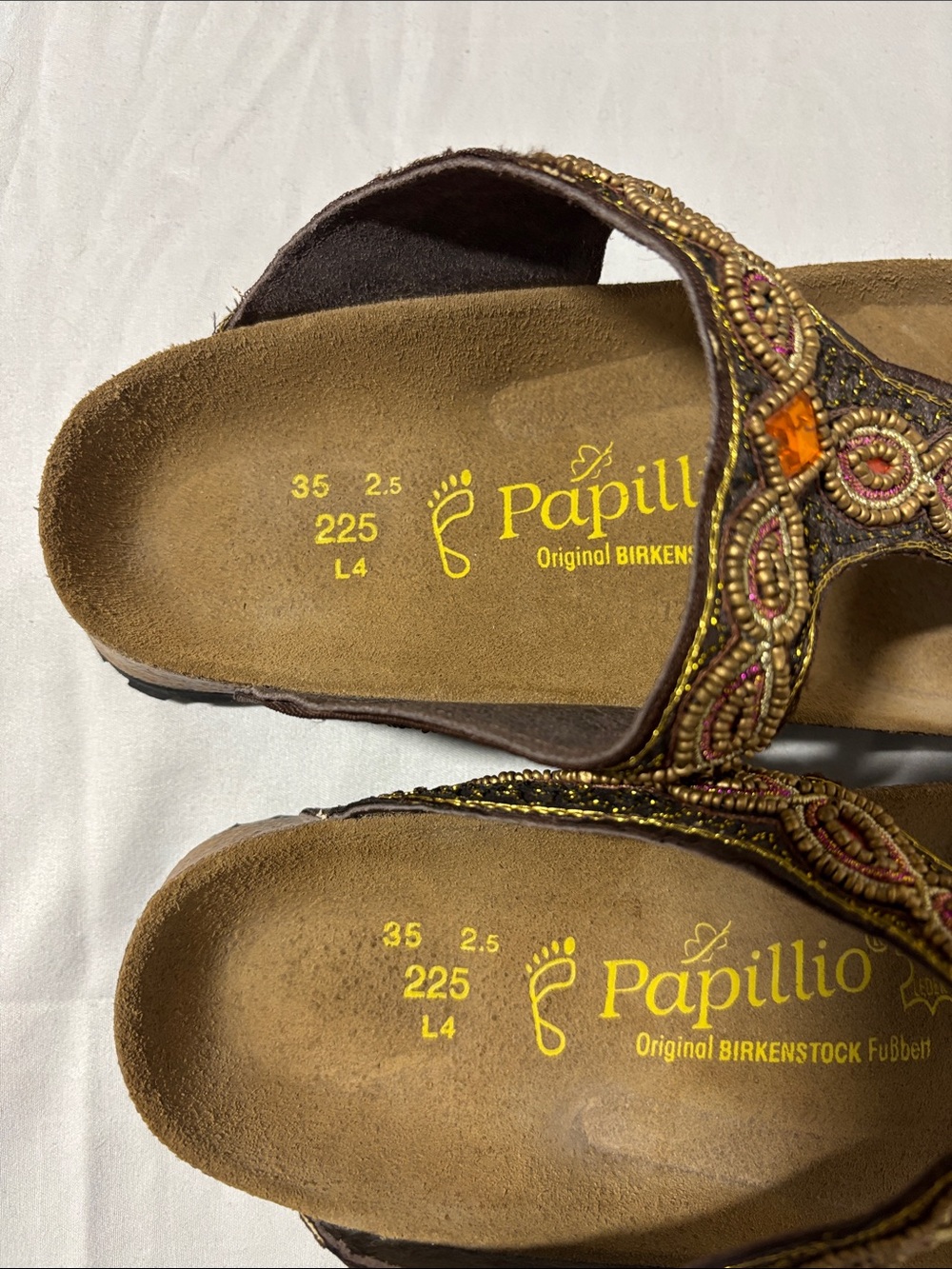 Birkenstock Papillio Suede Sandals Beaded Size 35 Ladies 4 - Picture 3 of 6